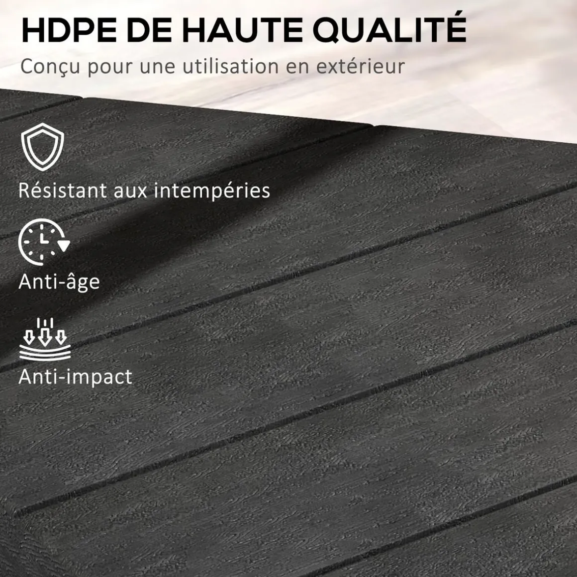Lot de 4 dalles de lestage parasol déporté piètement croix - à lester eau ou sable - HDPE noir