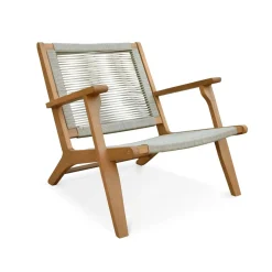 Lot de 2 fauteuils relax taupe en eucalyptus. corde. avec repose-pieds