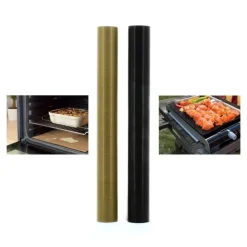 Lot de 2 Feuilles de cuisson, Fibre de verre, Anti-tâches et anti-adhésives, 33 x 40 cm, Jusque 260°C, Lavable en machine, Noir et marron