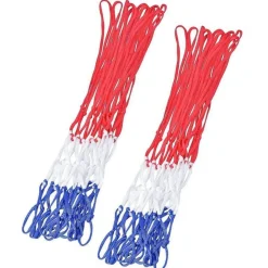 Lot de 2 filets de panier de basket-ball - Rouge, blanc, bleu - Adaptabilité universelle et Installation facile