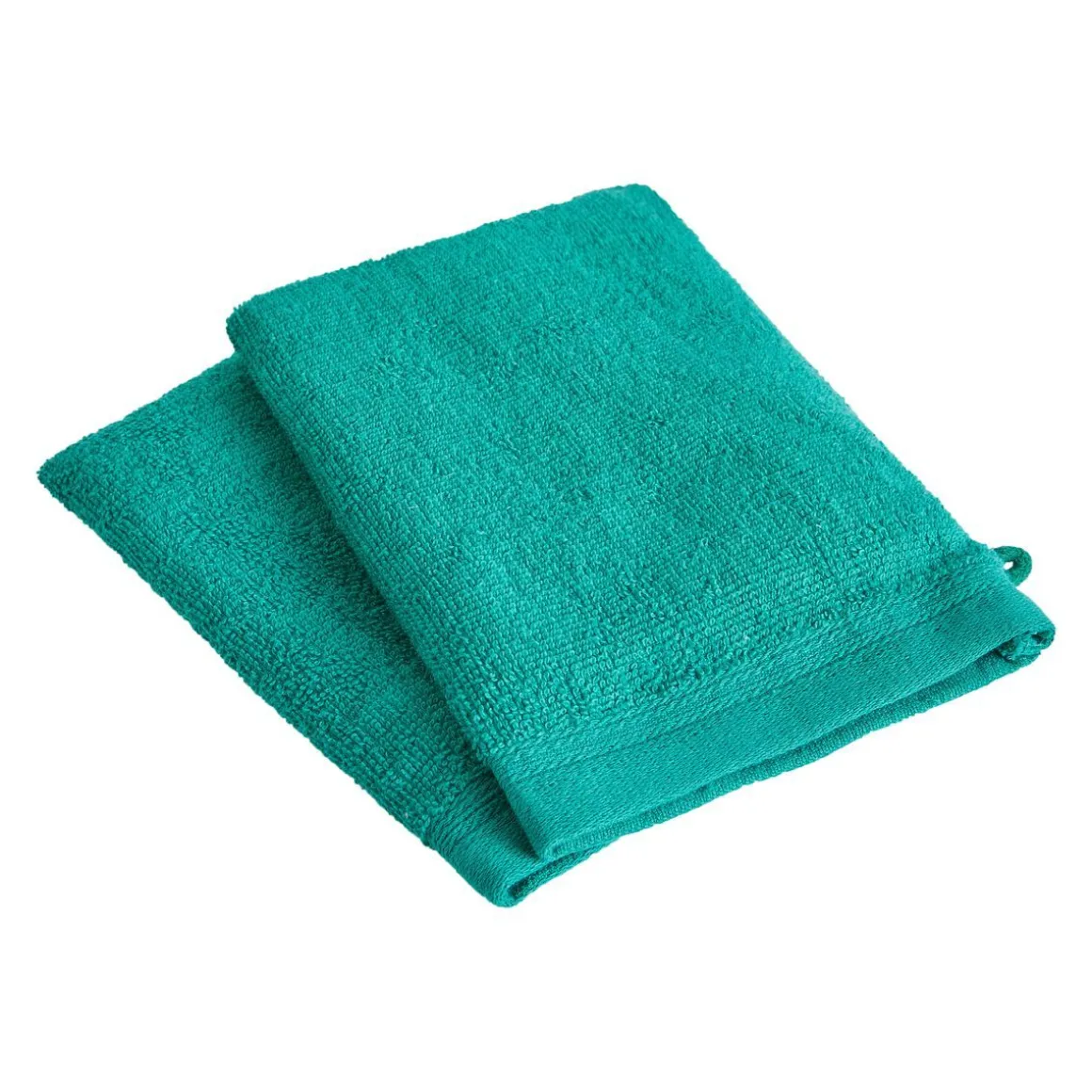 Lot de 2 gants de toilette unis en coton bouclé 360 gr/m2