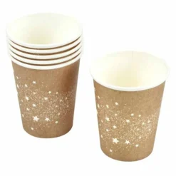 Lot de 6 Gobelets en Carton Stardust 25cl Marron