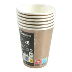 Lot de 6 Gobelets en Carton Stardust 25cl Marron