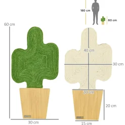 Lot de 2 griffoirs grattoirs murals design cactus dim. 30L x 60H cm jute naturelle écru verte aspect bois clair