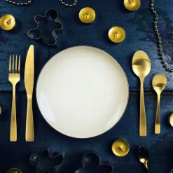 Lot de 3 Ménagères en Acier Inoxydable design Gold - 48 Couverts - Doré