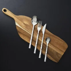 Lot de 3 Ménagères manche effet marbre 48 couverts - Blanc et Noir