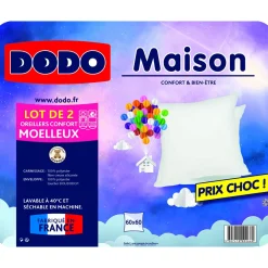 Lot de 2 Oreillers Moelleux en polyester 500g/m2 MAISON