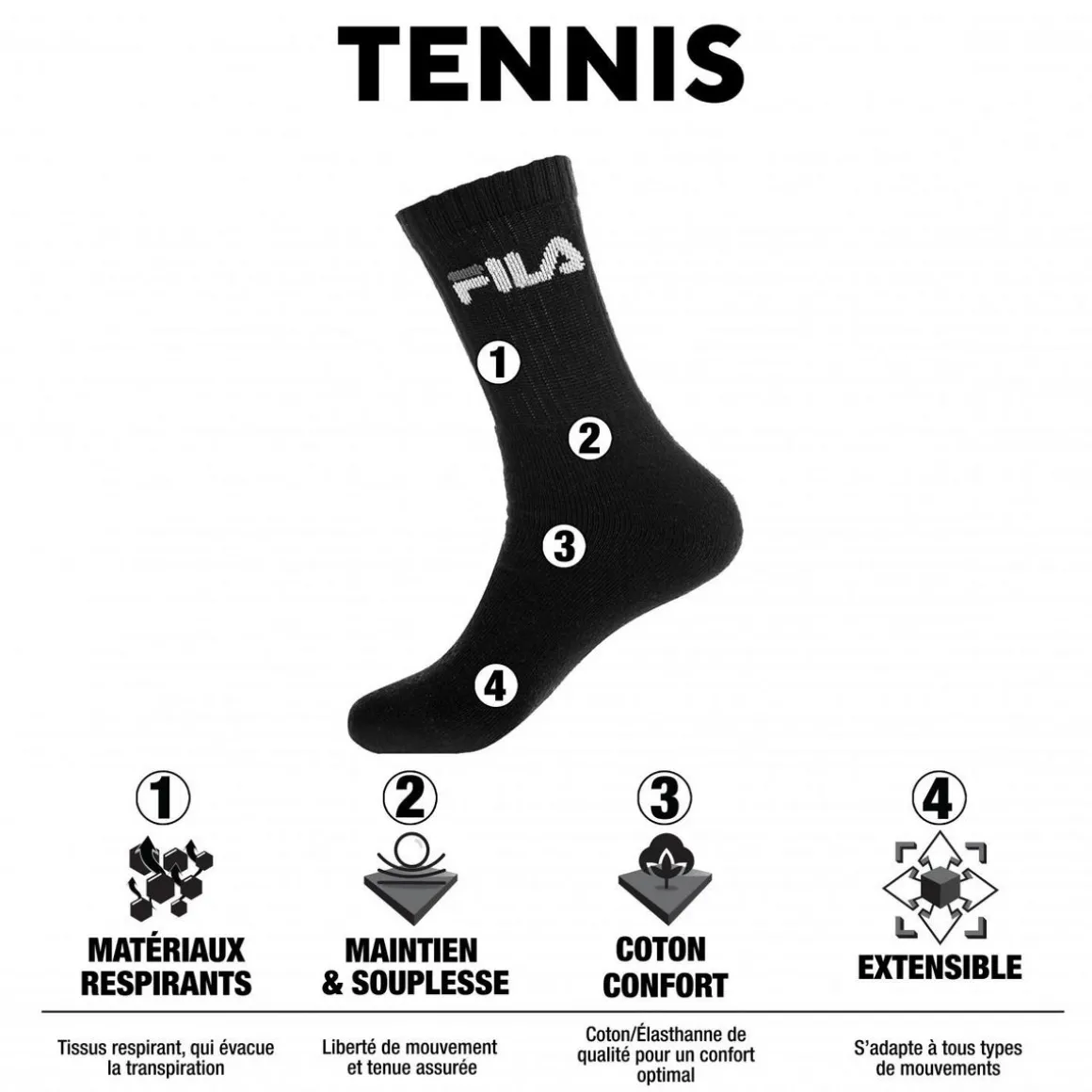 Lot de 9 Paires de Chaussettes Tennis