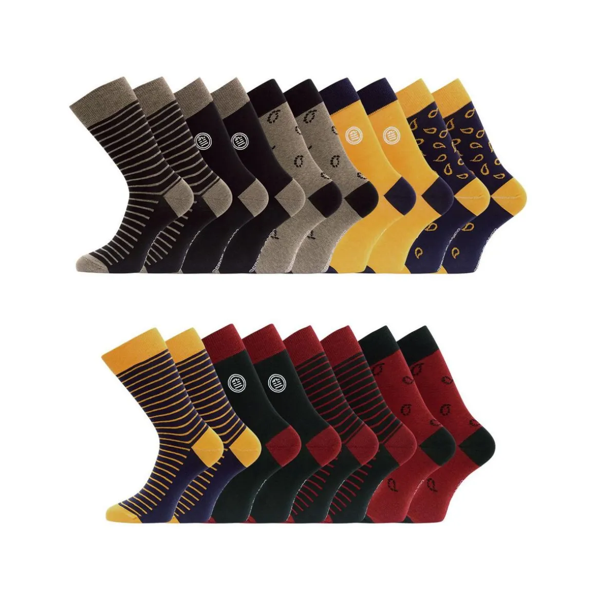 Lot de 9 paires de chaussettes de ville fantaisies en coton peigné