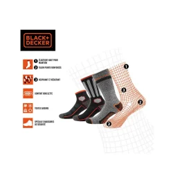 Lot de 12 paires de chaussettes haute de travail Tekl