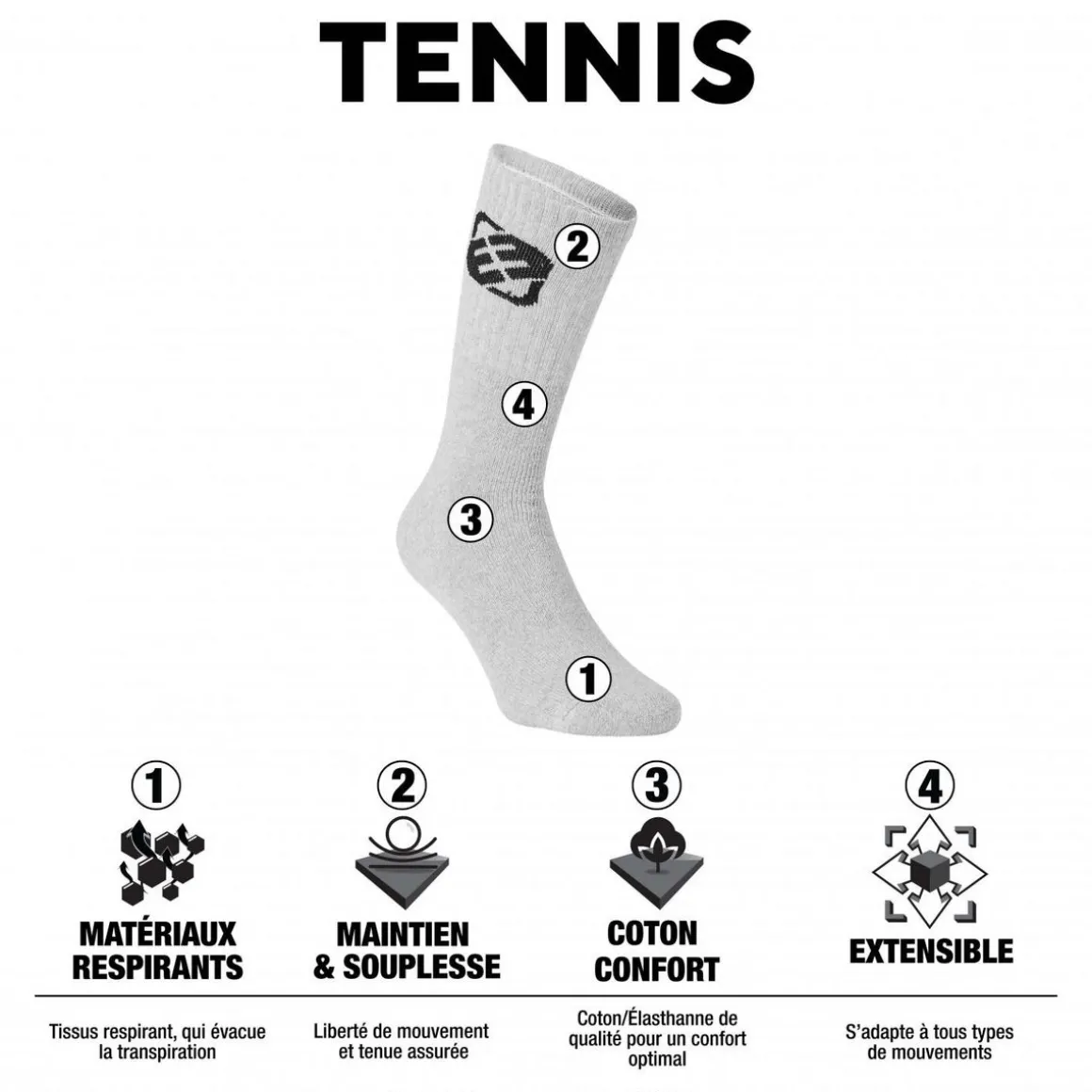 Lot de 6 Paires de Chaussettes Tennis homme assorties