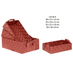 Lot de 4 Paniers avec 2 sangles en Polypropylène et Métal