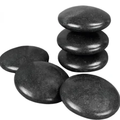 Lot de 6 pierres chaudes pour massage en basalte naturel poli - Ronde - M