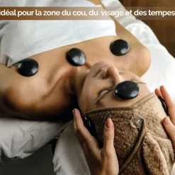 Lot de 6 pierres chaudes pour massage en basalte naturel poli - Ronde - M