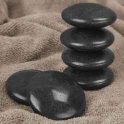 Lot de 6 pierres chaudes pour massage en basalte naturel poli - Ronde - M