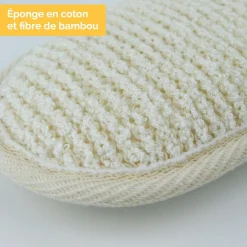 Lot de 2 éponges exfoliantes et nettoyantes en fibre de bambou double face 13 x 8 x 3 cm