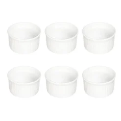 Lot de 6 Ramequins Ronds Céramique 9cm Blanc