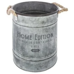 Lot de 2 Seaux en Métal Spring Garden 25cm Gris