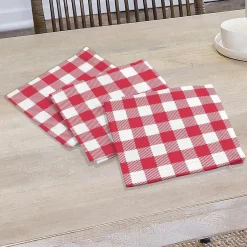 Lot de 3 serviettes en coton 45x45 cm VICHY, par Soleil d'Ocre