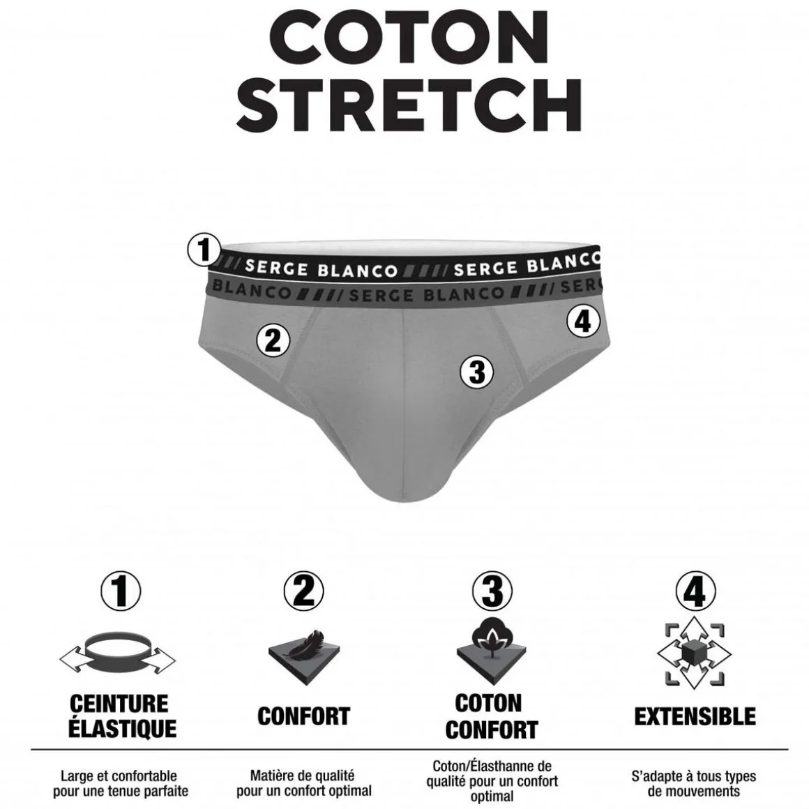 Lot de 4 slips homme en coton French