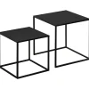 Lot de 2 tables basses gigognes carrées design contemporain encastrable acier noir