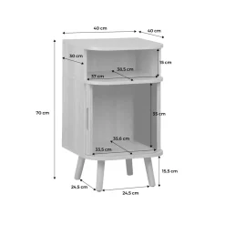 Lot de 2 tables de chevet 2 portes coulissantes + 1 niche effet bois rainuré. L 40 x P 40 x H 70cm