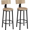 Lot de 2 tabourets de bar avec Grands dossiers Hauteur d'assise 74 cm