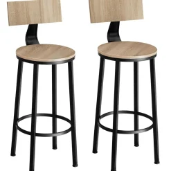 Lot de 2 tabourets de bar avec Grands dossiers Hauteur d'assise 74 cm