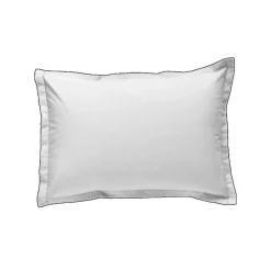 Lot de 2 taies d'oreiller unies en coton finition bourdon