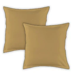Lot de 2 taies d'oreiller unies en coton finition bourdon