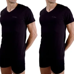 Lot de 2 t-shirts homme en col v avec broderie sur la poitrine