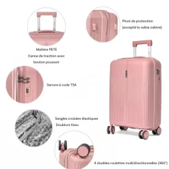 Lot de 3 valises rigides dont une valise cabine TSA