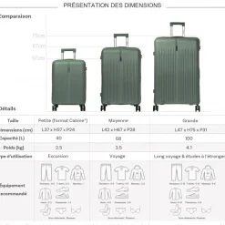 Lot de 3 valises rigides dont une valise cabine TSA