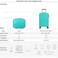 Lot valise cabine 55cm plus un vanity rigide