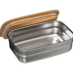 Lunch Box Repas Inox & Bambou 0,85L Argent