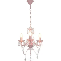 Lustre avec perles Rose Rond 3 x E14
