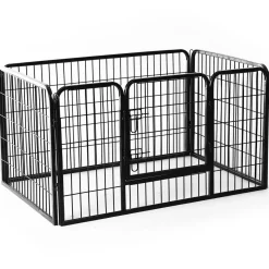 Luxe parc enclos acier 125L x 80l x 70H cm 4 panneaux et 1 porte pour chiens noir