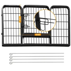 Luxe parc enclos acier 125L x 80l x 70H cm 4 panneaux et 1 porte pour chiens noir