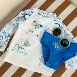 Maillot de bain bébé 2 pièces t-shirt de protection UV & culotte Océan d'amour