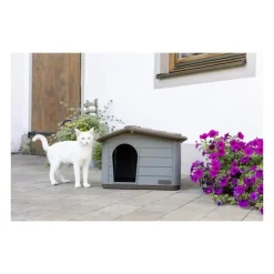 Maison pour chats Paola Eco KERBL - 60 x 51 x 41 cm - Gris et marron - Plastique recyclé