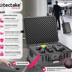 Mallette de transport sur roulettes avec poignée télescopique