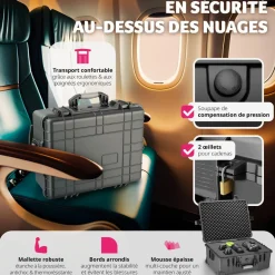 Mallette de transport sur roulettes avec poignée télescopique