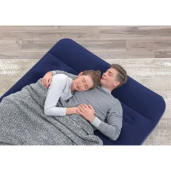 Matelas gonflable avec pompe à pied intégrée 2 places 191 m x 137 x 22 cm - Bleu