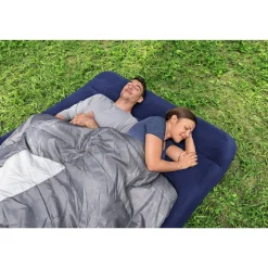 Matelas gonflable avec pompe à pied intégrée 2 places 191 m x 137 x 22 cm - Bleu