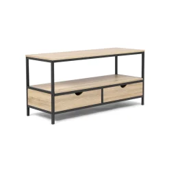Meuble TV métal et bois 2 tiroirs HOUSTON