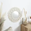 Miroir Déco Macramé Boho 55cm Beige