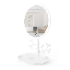 Miroir de table LED avec porte-bijoux MIZO - Blanc