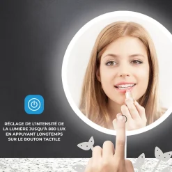 Miroir de table LED avec porte-bijoux MIZO - Blanc