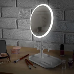Miroir de table LED avec porte-bijoux MIZO - Blanc