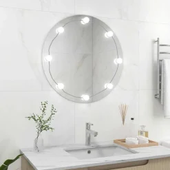 Miroir mural avec lampes LED Rond Verre